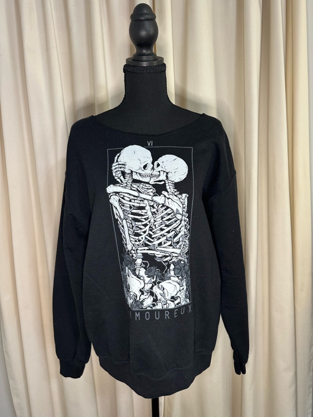 Black Skeleton Graphic Crewneck Sweater